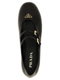 PRADA Double Strap Ballet Flats Black
