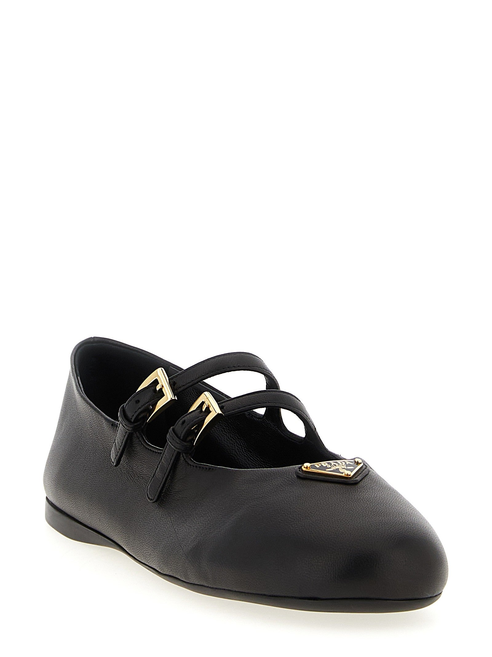 PRADA Double Strap Ballet Flats Black