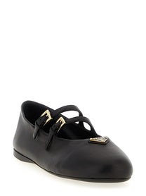 PRADA Double Strap Ballet Flats Black