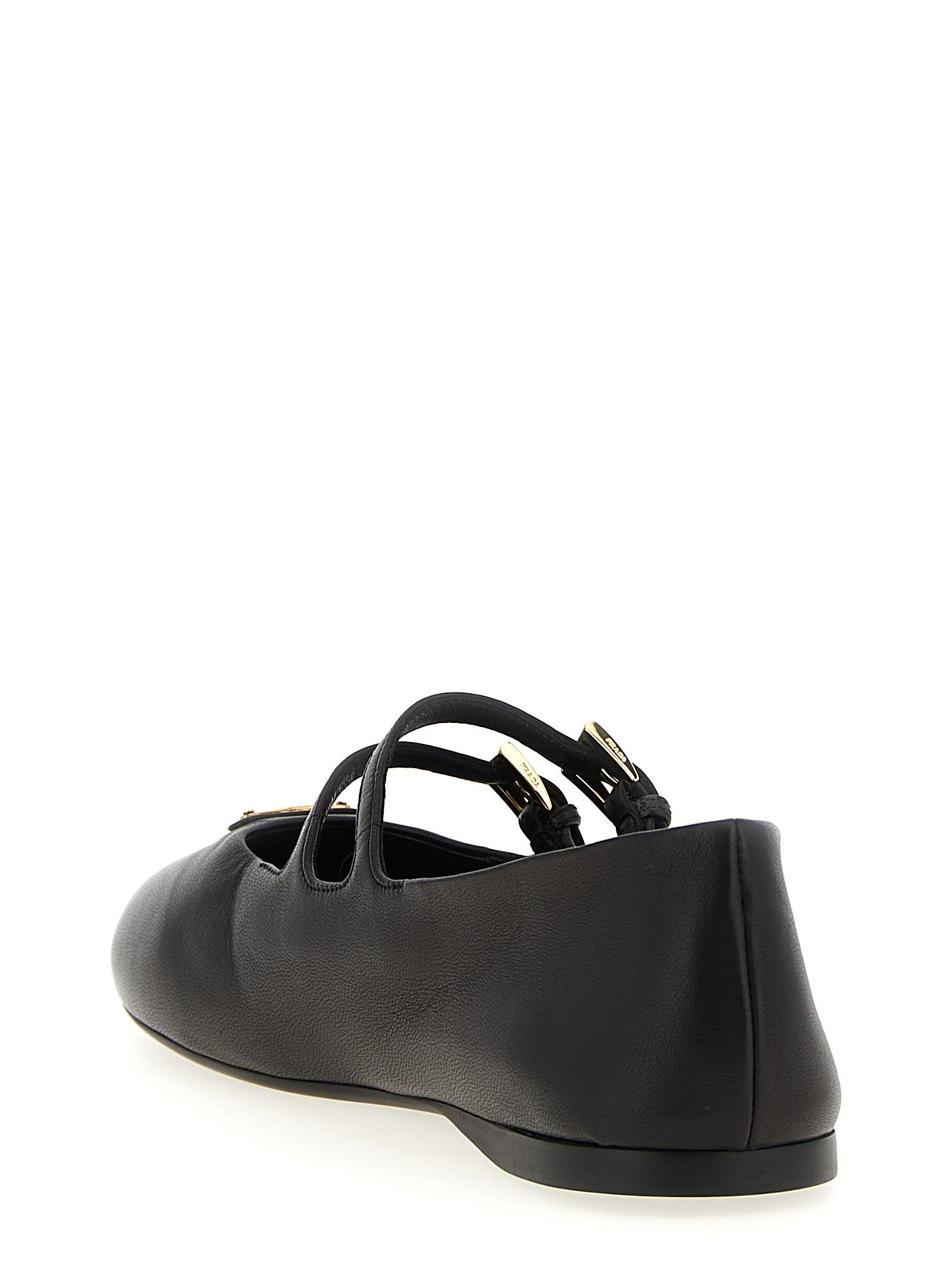 PRADA Double Strap Ballet Flats Black