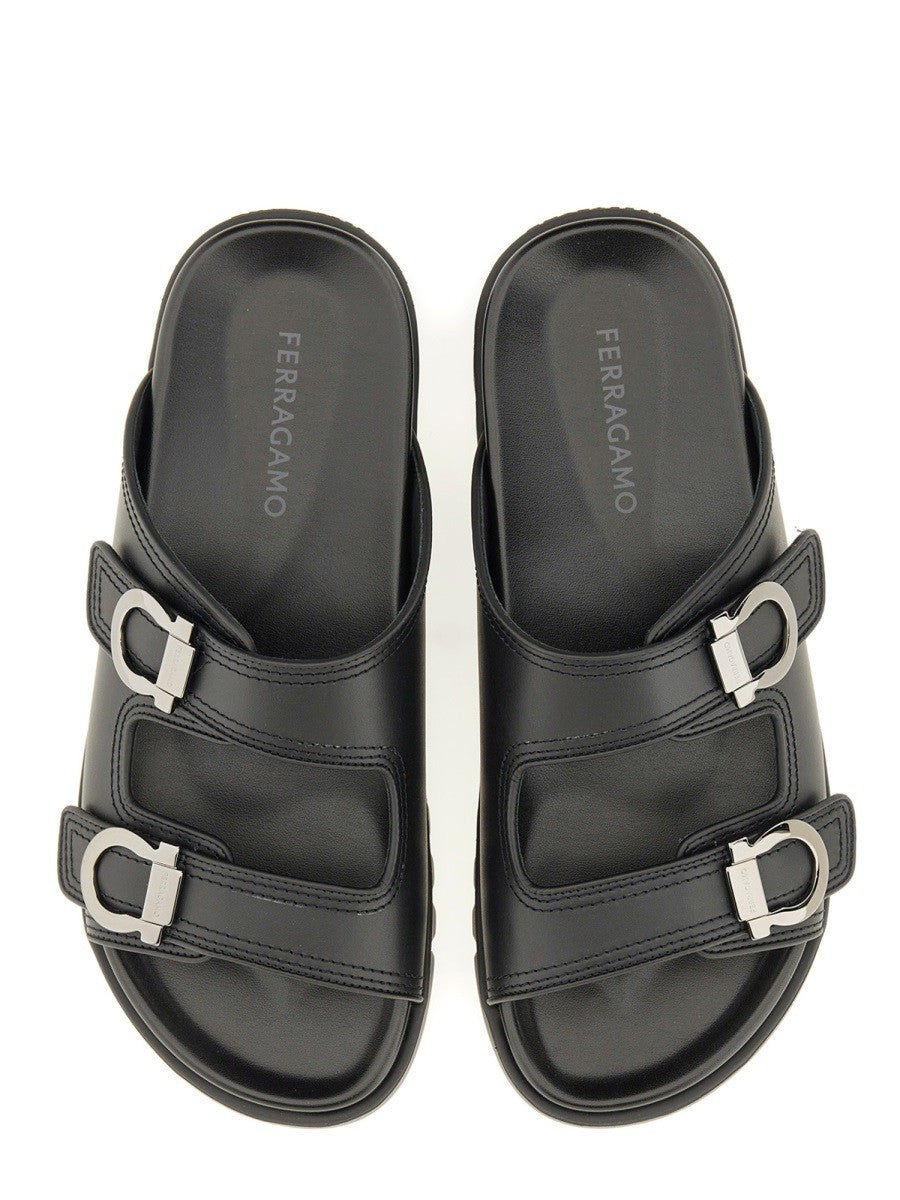 Ferragamo Men's Double Strap Sandal Black