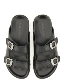 Ferragamo Men's Double Strap Sandal Black
