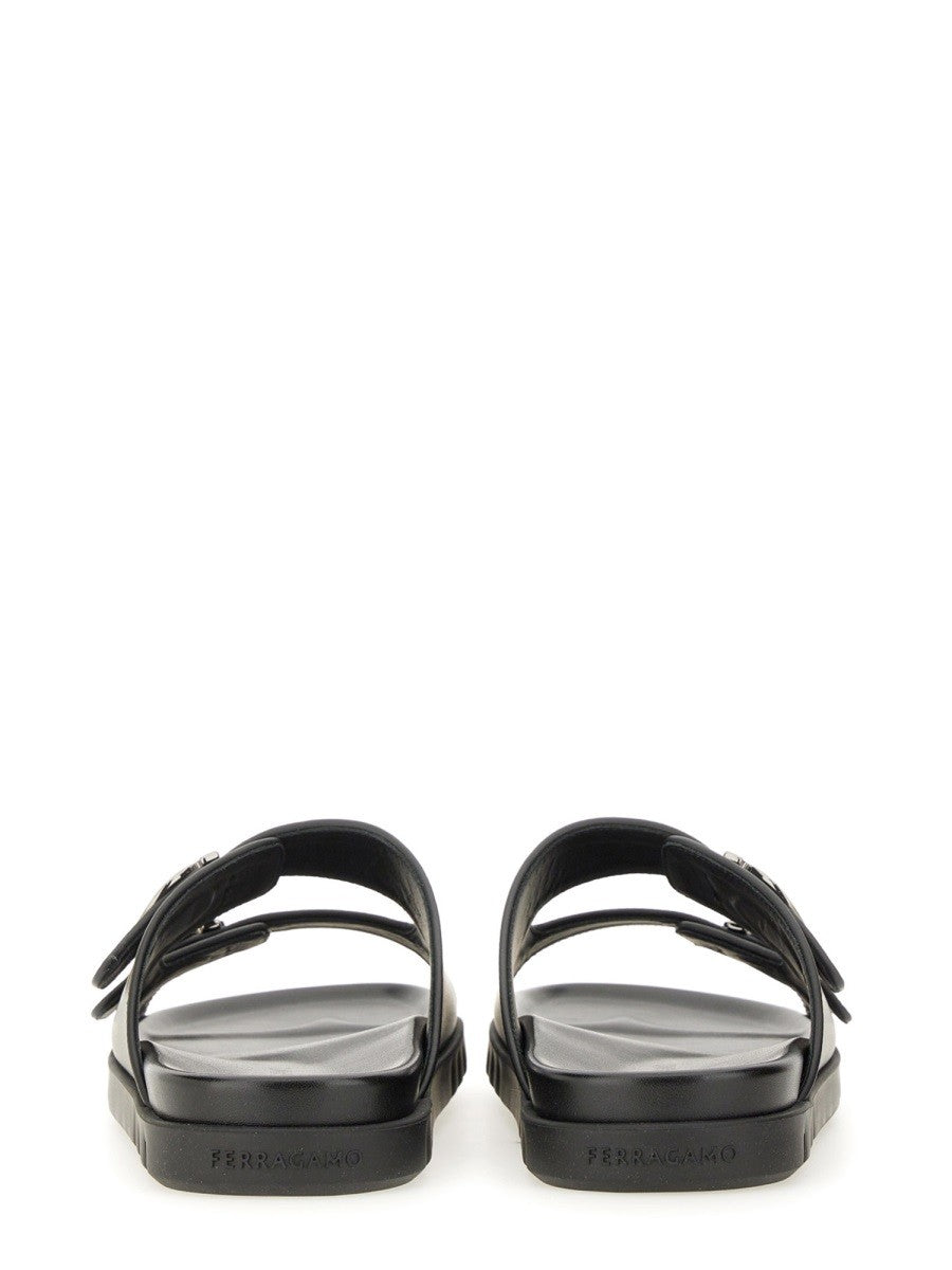 Ferragamo Men's Double Strap Sandal Black