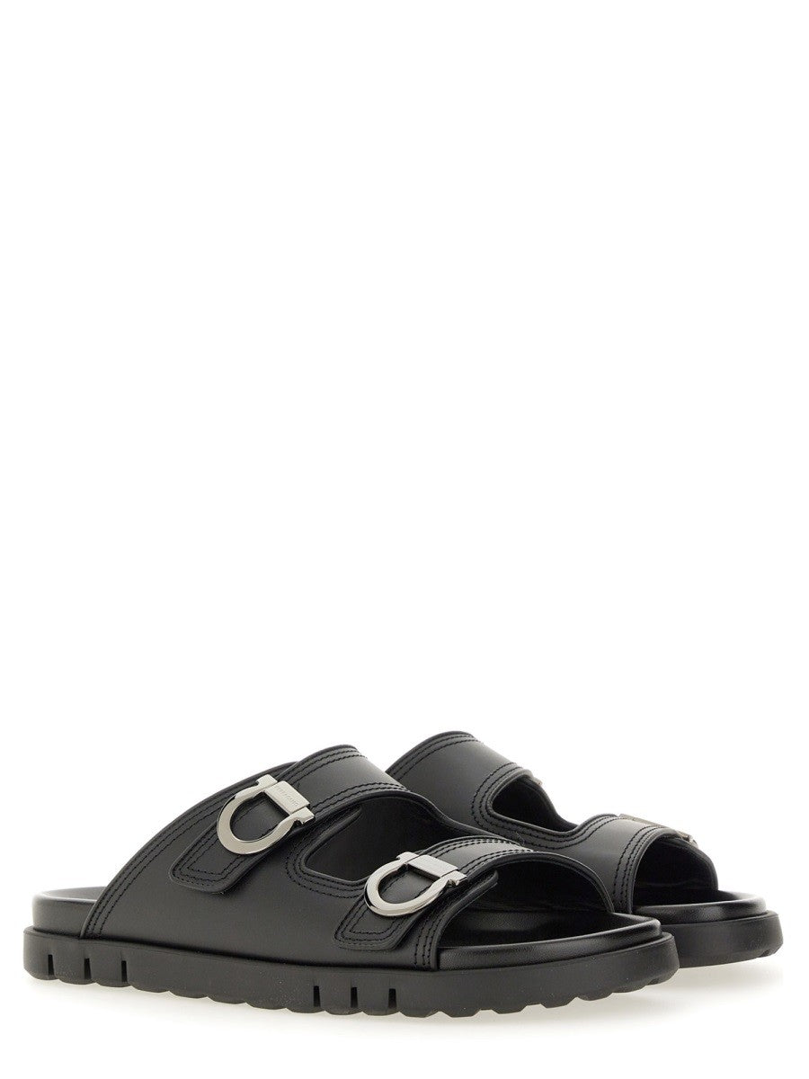 Ferragamo Men's Double Strap Sandal Black