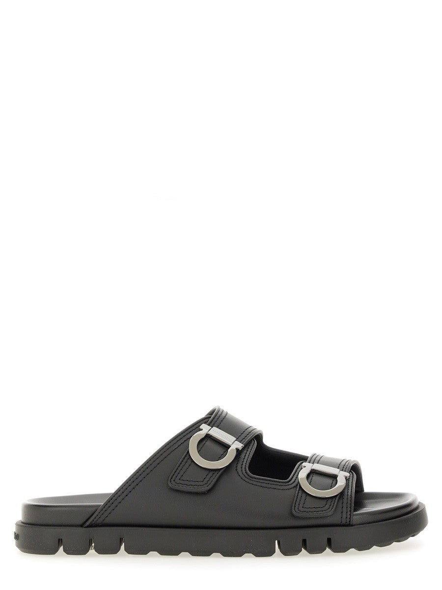 Ferragamo Men's Double Strap Sandal Black