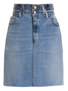 RE/DONE Double Waisted Pencil Re Done Levis Skirt Blue, view 11