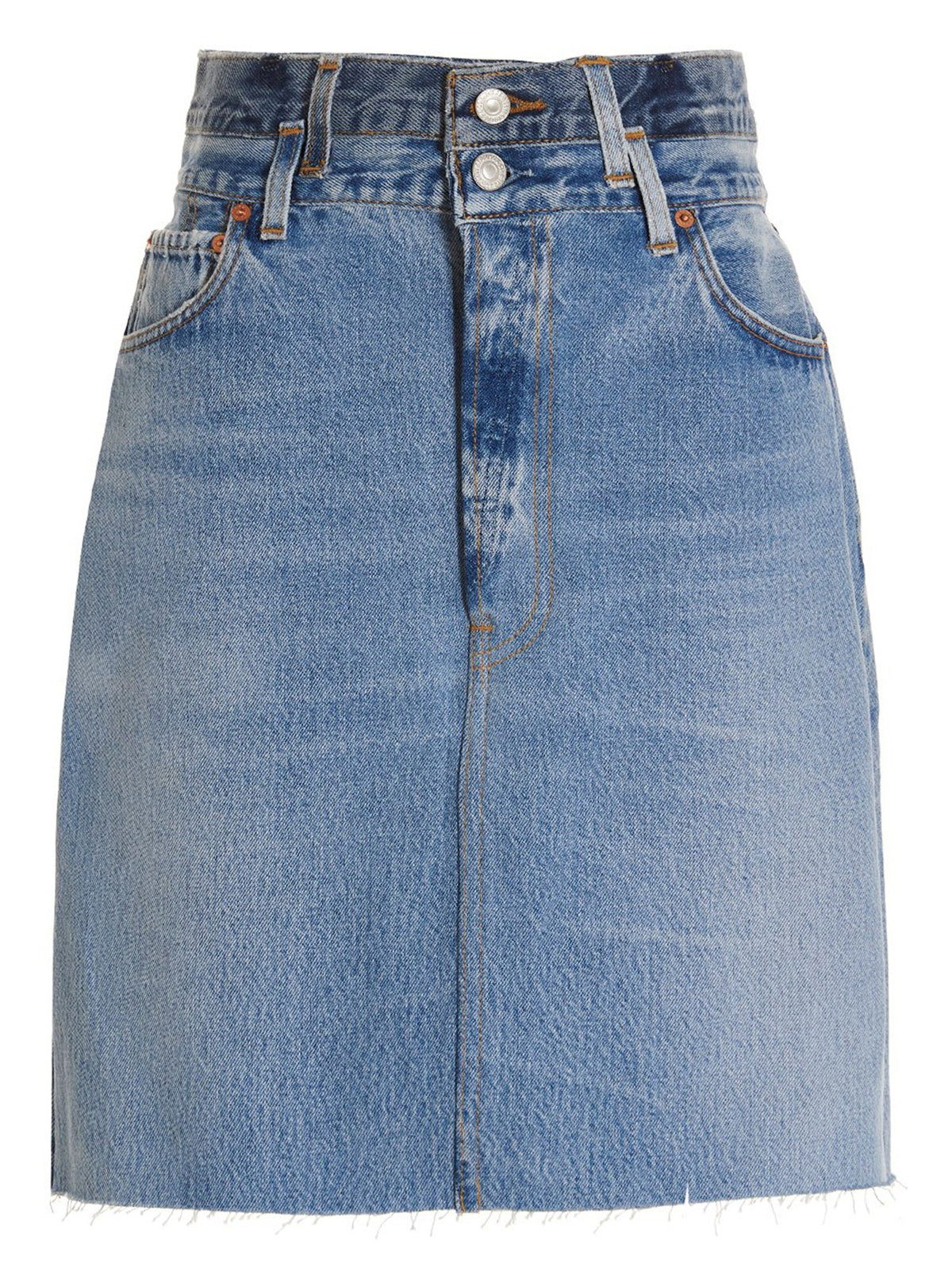 RE/DONE Double Waisted Pencil Re Done Levis Skirt Blue, view 11