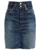 RE/DONE Double Waisted Pencil Re Done Levis Skirt Blue, view 5