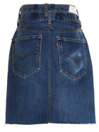 RE/DONE Double Waisted Pencil Re Done Levis Skirt Blue, view 14