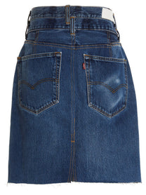 RE/DONE Double Waisted Pencil Re Done Levis Skirt Blue, view 14