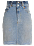 RE/DONE Double Waisted Pencil Re Done Levis Skirt Blue, view 3