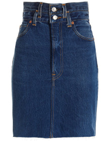 RE/DONE Double Waisted Pencil Re Done Levis Skirt Blue