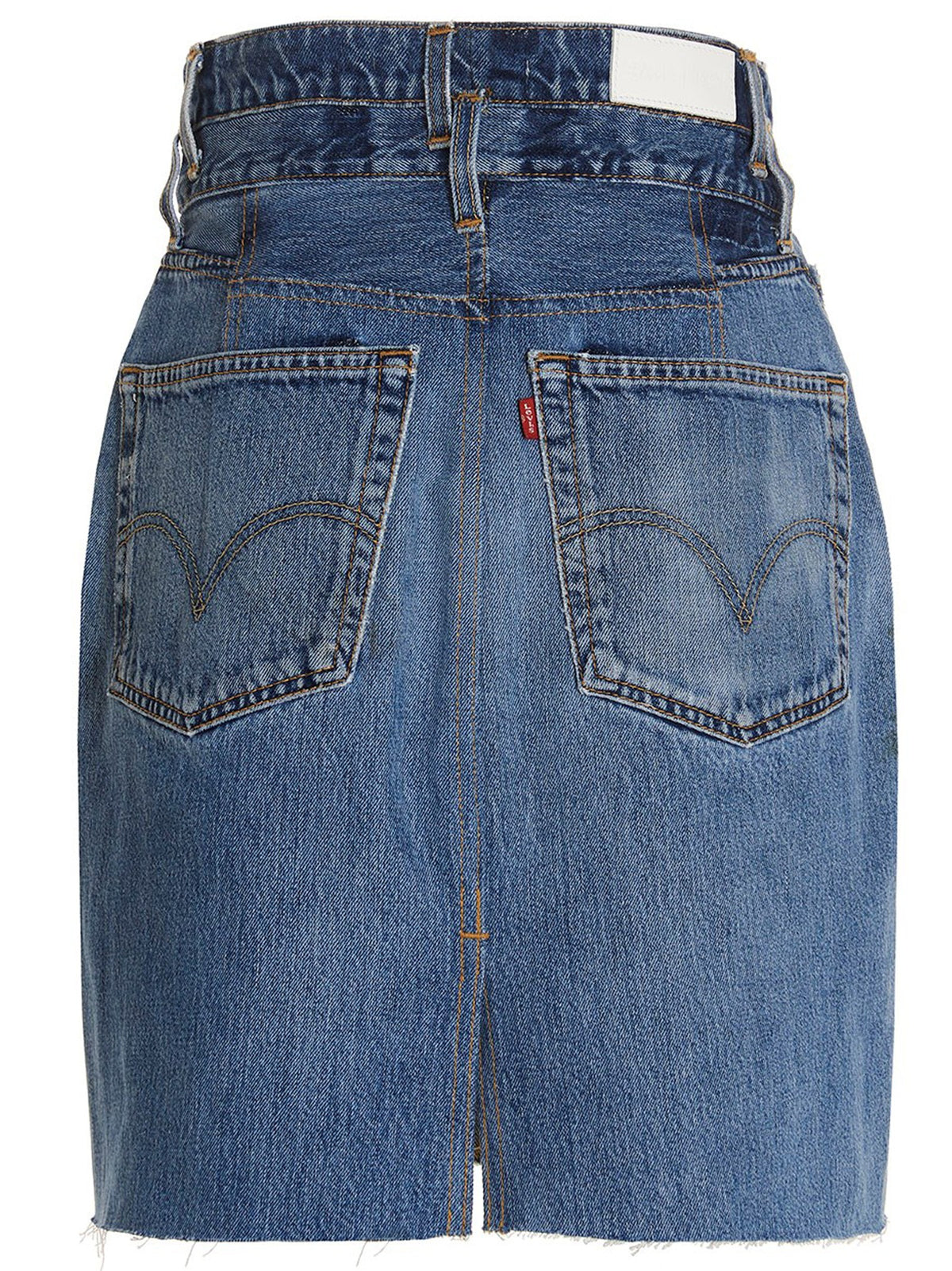 RE/DONE Double Waisted Pencil Re Done Levis Skirt Blue, view 10