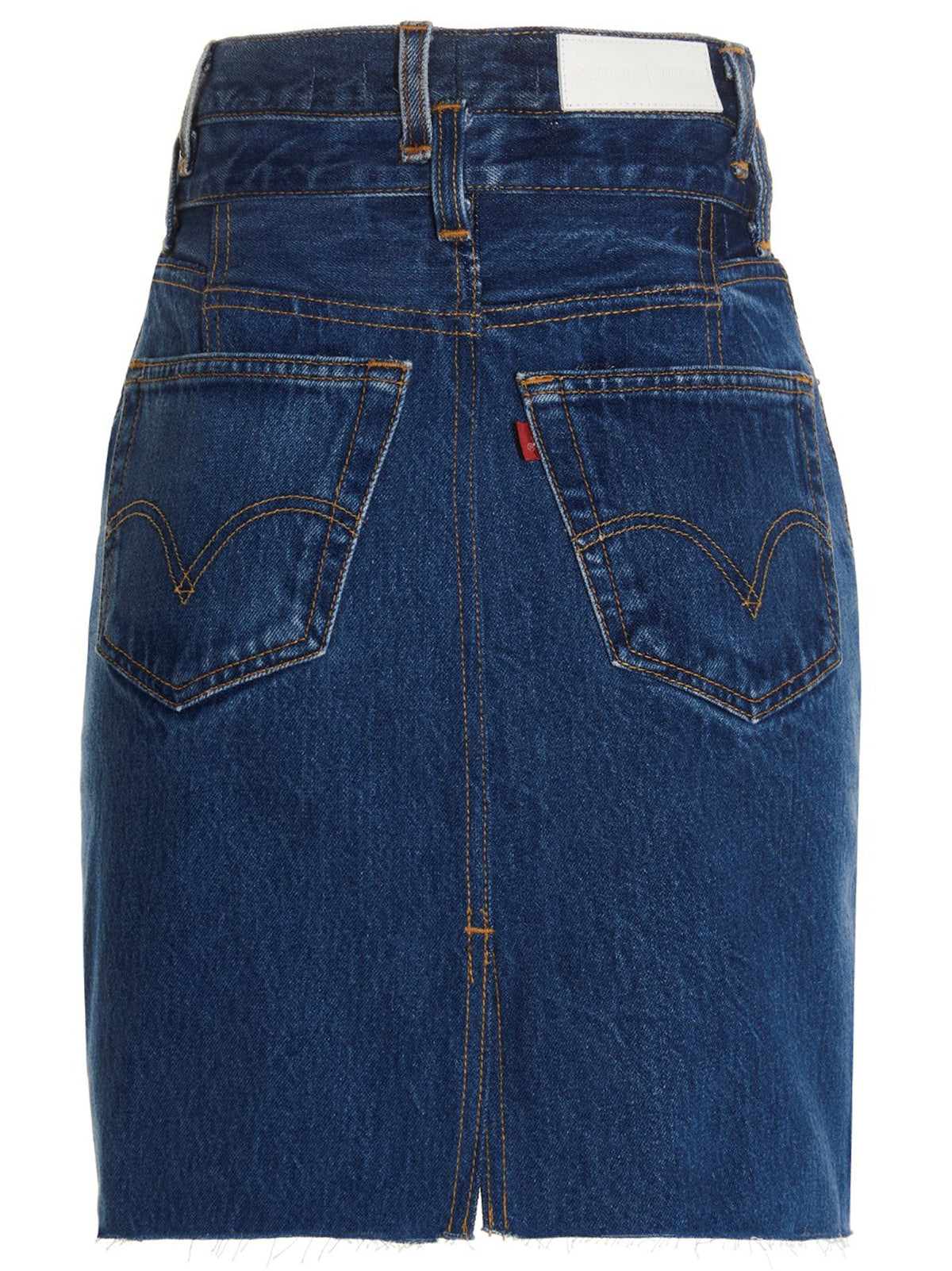 RE/DONE Double Waisted Pencil Re Done Levis Skirt Blue, view 2