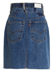 RE/DONE Double Waisted Pencil Re Done Levis Skirt Blue, view 8