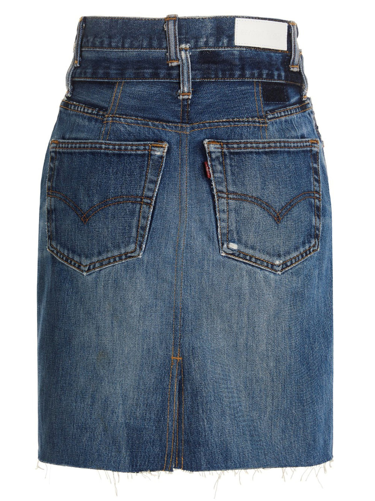 RE/DONE Double Waisted Pencil Re Done Levis Skirt Blue, view 6