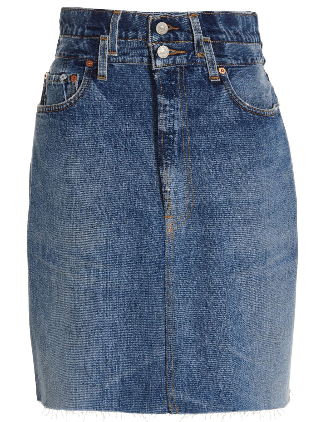 RE/DONE Double Waisted Pencil Re Done Levis Skirt Blue, view 9