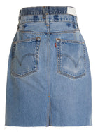 RE/DONE Double Waisted Pencil Re Done Levis Skirt Blue, view 12