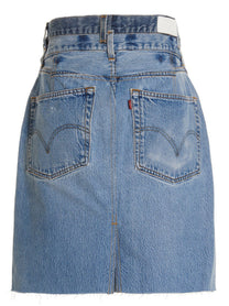 RE/DONE Double Waisted Pencil Re Done Levis Skirt Blue, view 12