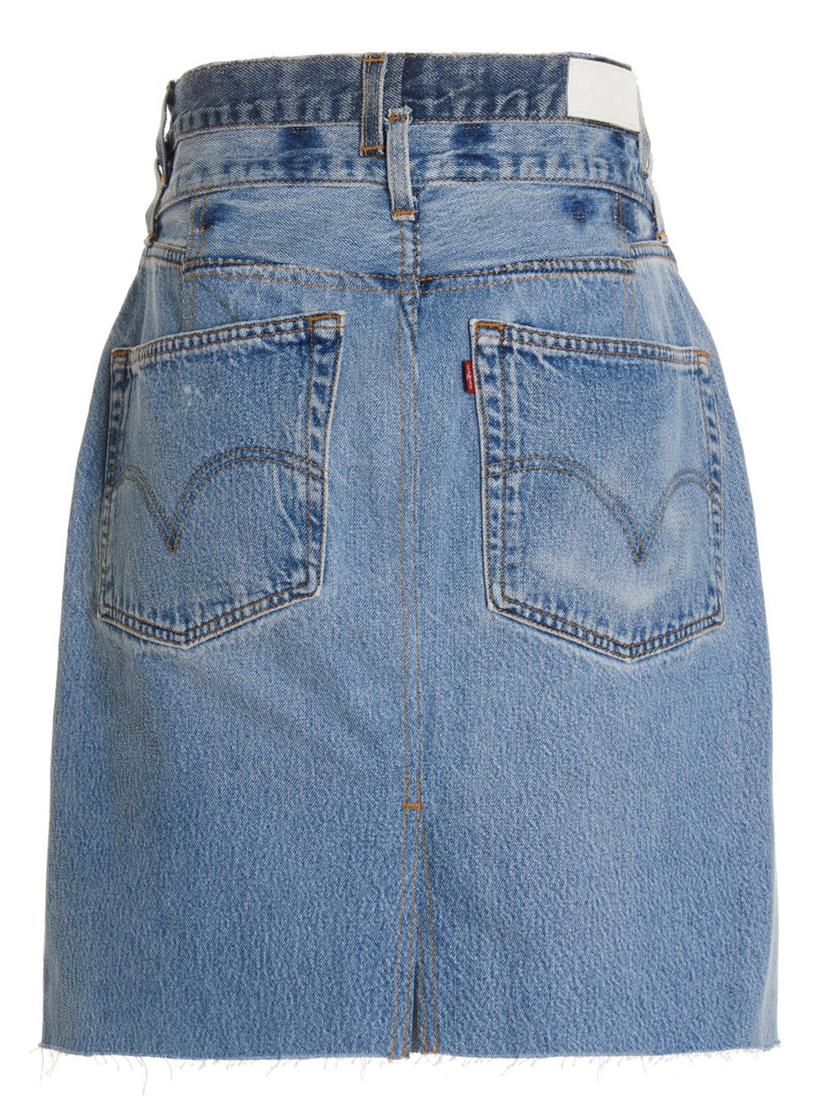 RE/DONE Double Waisted Pencil Re Done Levis Skirt Blue, view 12