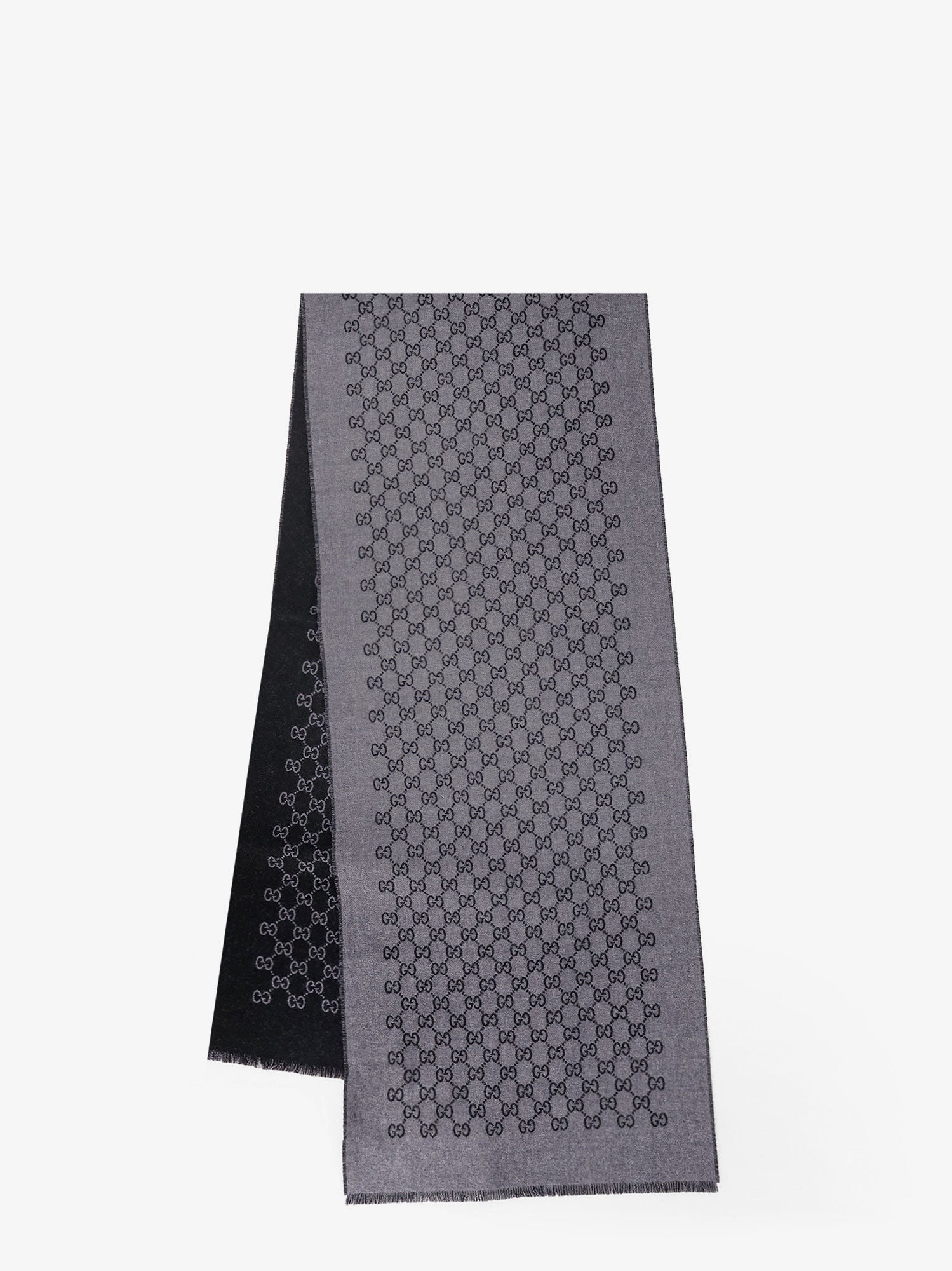 Gucci Men's Double Wool Jacquard Scarf Black
