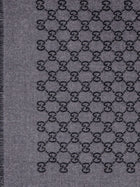 Gucci Men's Double Wool Jacquard Scarf Black, view 3