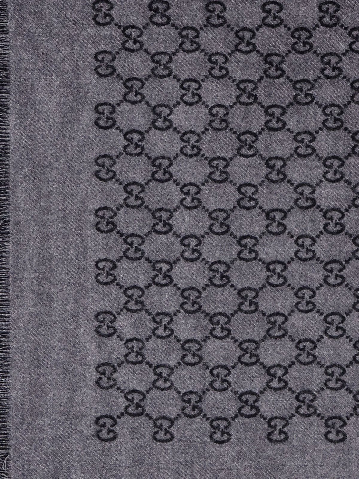 Gucci Men's Double Wool Jacquard Scarf Black, view 3