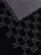 Gucci Men's Double Wool Jacquard Scarf Black, view 2