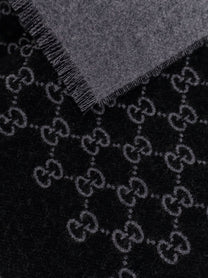 Gucci Men's Double Wool Jacquard Scarf Black