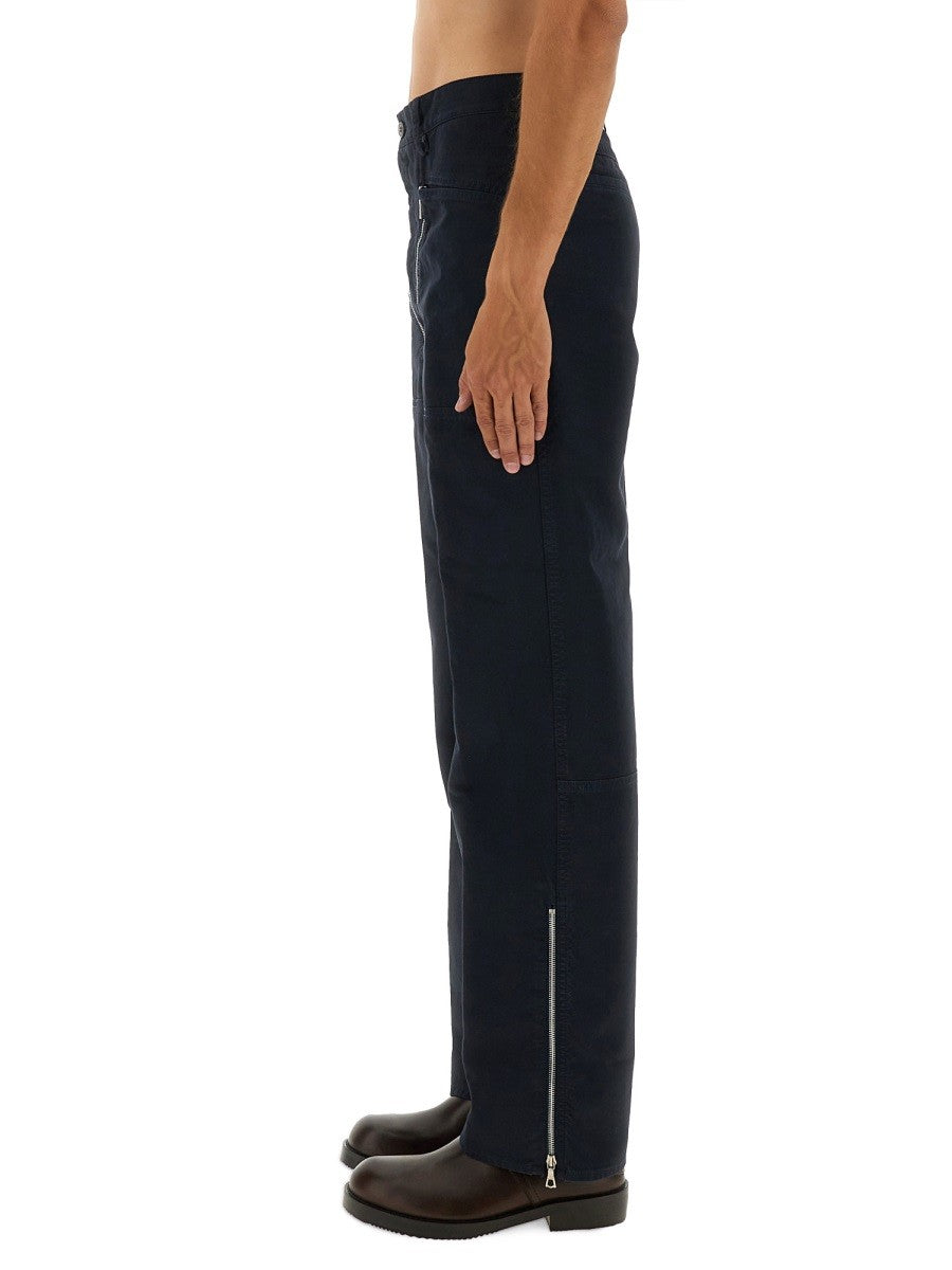 Dries Van Noten Men's Double Zipper Pants Blue