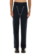 Dries Van Noten Men's Double Zipper Pants Blue
