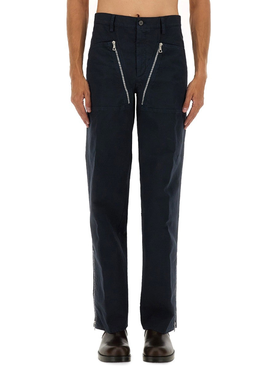 Dries Van Noten Men's Double Zipper Pants Blue