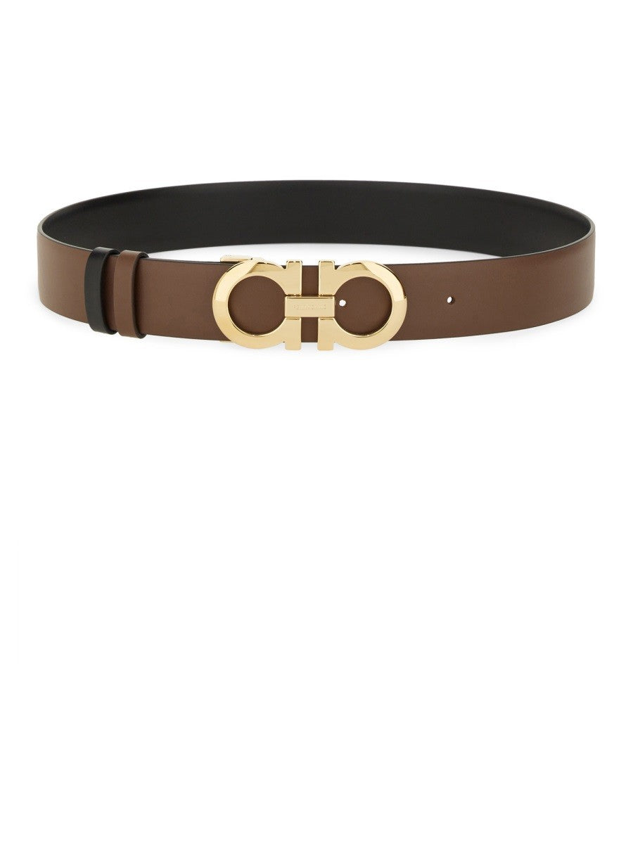 Ferragamo Women's Reversible Hooks Belt Brown
