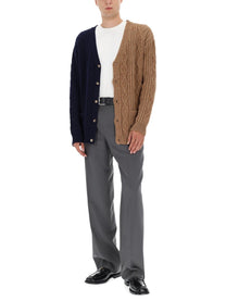 Moschino Men's Bicolor Caridigan Brown