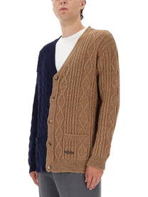 Moschino Men's Bicolor Caridigan Brown