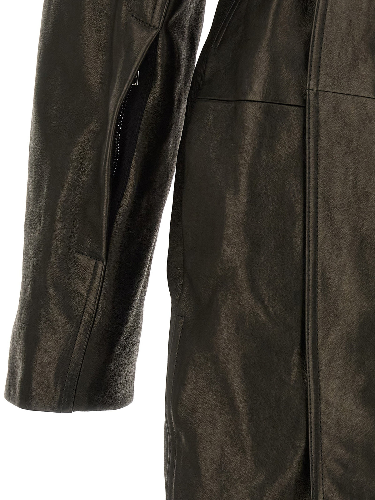 Rick Owens Dracucollar Belted Coat Black, view 4