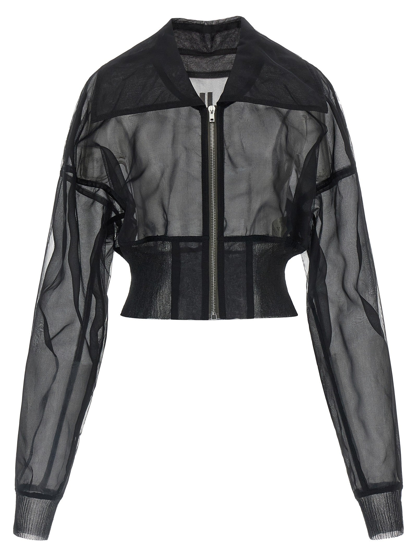 Rick Owens Dracucollar Cropped Bomber Jacket Black