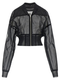 Rick Owens Dracucollar Cropped Bomber Jacket Black