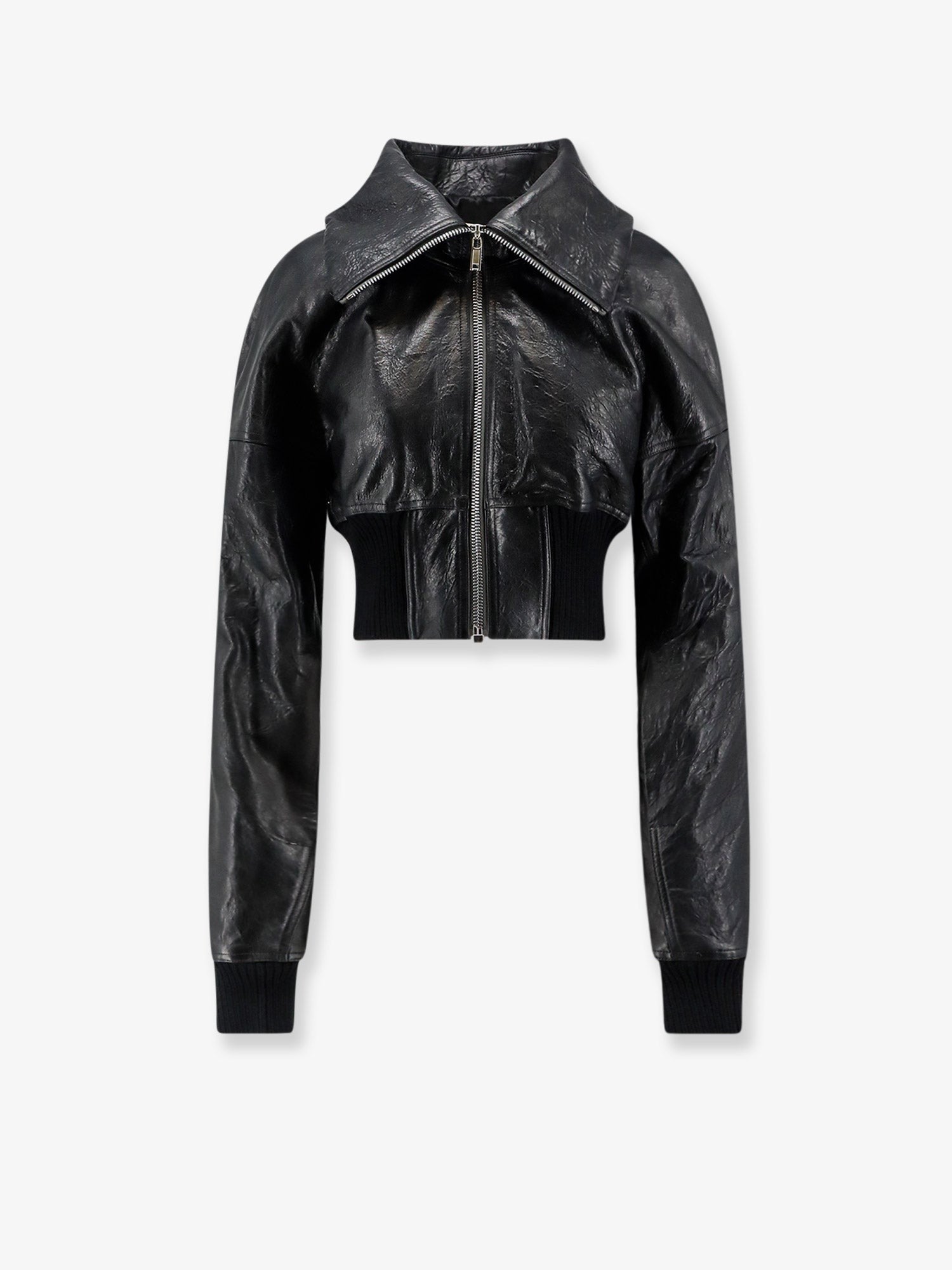 Rick Owens Women's Dracuflight Cropped Leather Jacket Black
