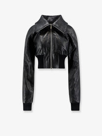 Rick Owens Women's Dracuflight Cropped Leather Jacket Black