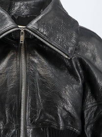 Rick Owens Women's Dracuflight Cropped Leather Jacket Black