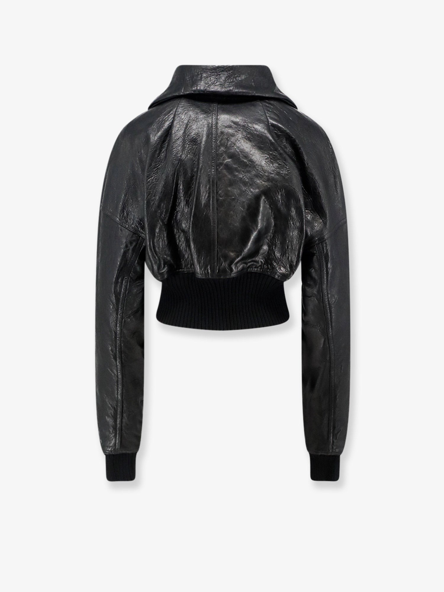 Rick Owens Women's Dracuflight Cropped Leather Jacket Black