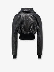 Rick Owens Women's Dracuflight Cropped Leather Jacket Black