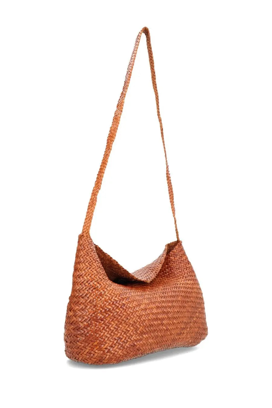 Dragon Diffusion women’s tan woven straw shoulder bag santa marta beige with braided strap and soft slouchy silhouette