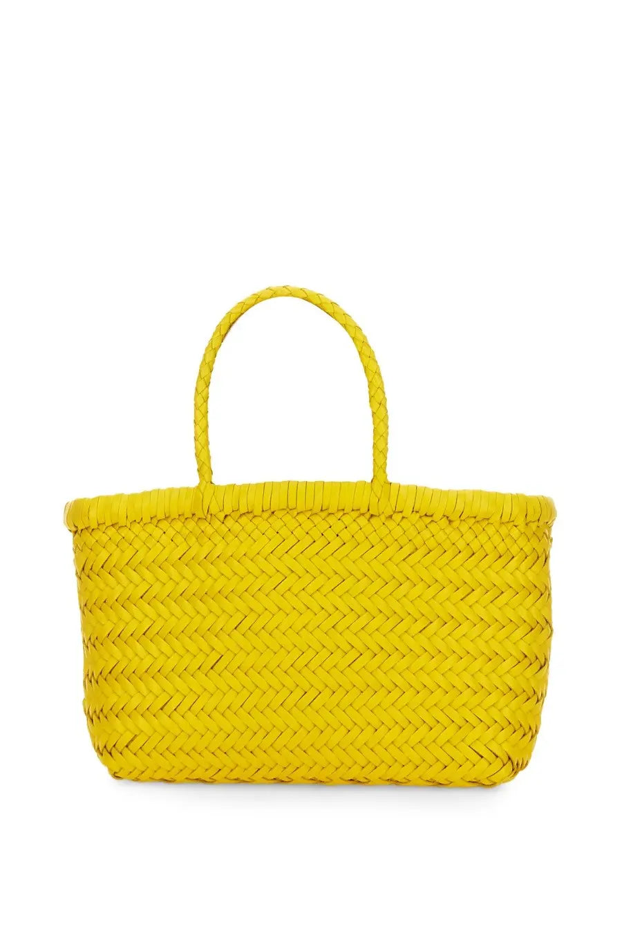 Dragon diffusion women’s borsa flat gora mini yellow bright yellow woven tote bag with braided handles