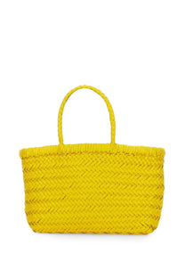 Dragon diffusion women’s borsa flat gora mini yellow bright yellow woven tote bag with braided handles