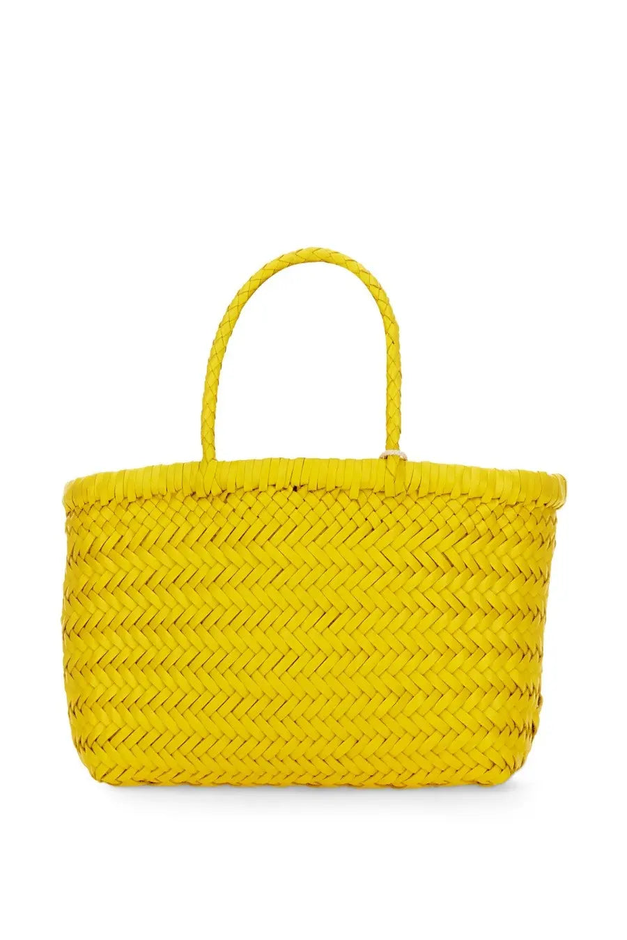 Dragon diffusion women’s borsa flat gora mini yellow bright yellow woven tote bag with braided handles