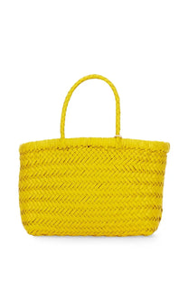 Dragon diffusion women’s borsa flat gora mini yellow bright yellow woven tote bag with braided handles