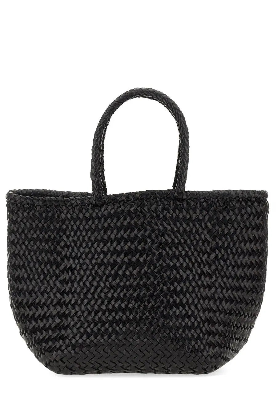 Dragon Diffusion women’s borsa grace basket small black woven tote bag with textured interlaced pattern and sturdy handles