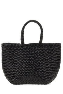 Dragon Diffusion women’s borsa grace basket small black woven tote bag with textured interlaced pattern and sturdy handles
